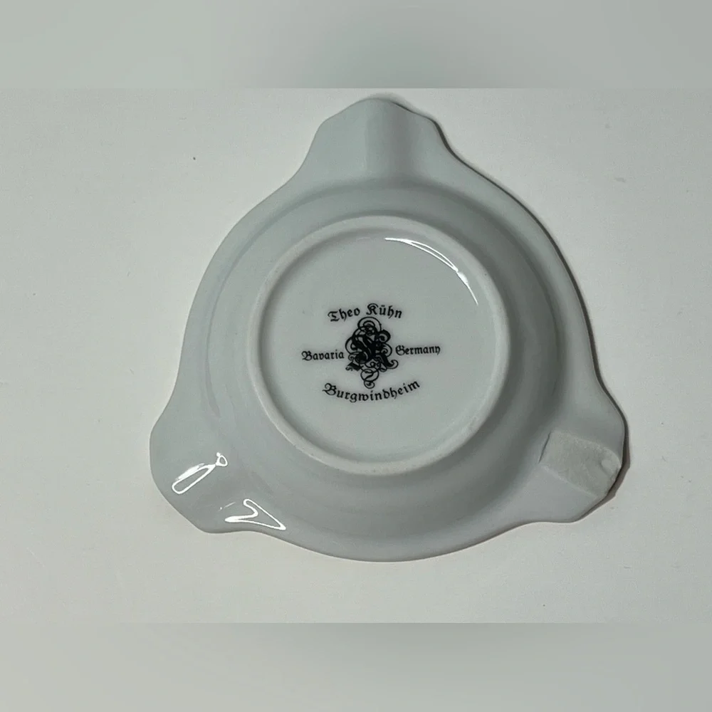 VTG Porcelain Ashtray Munchen Bavaria Germany Theo Kuhn Butgwinbheim Gold Rim - Picture 7 of 12